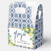 Ballotins Aquarelle Florale Citron Positano Carrelage bleu (Ouvert)