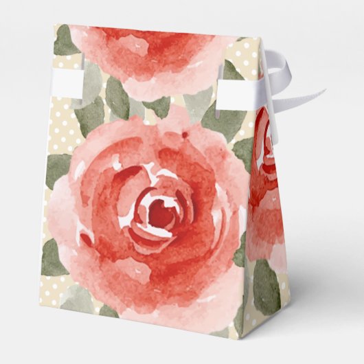 Ballotins Aquarelle Florale Roses Rouges avec Tente en Ruban (Arrière)