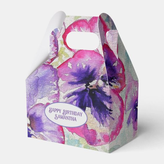 Ballotins Aquarelle florale violette Pansy rose (Verso)