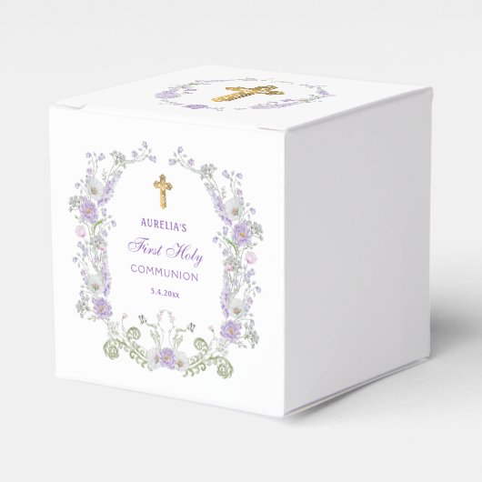 Ballotins Aquarelle Lilac Fleurs Premier Cube Communion (Verso)