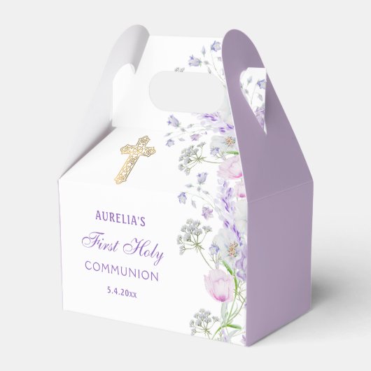 Ballotins Aquarelle Lilac Fleurs Première Communion Gable (Verso)