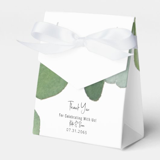 Ballotins Aquarelle mariage Eucalyptus Blanc simple (Verso)