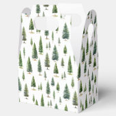 Ballotins Aquarelle Noël Arbres d'hiver Motif Vert (Ouvert)