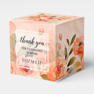 Ballotins Aquarelle Orange Floral Carré Party Favoriser Box