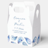 Ballotins Aquarelle Oyster Shell bleu et blanc Mariage (Ouvert)