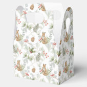 Ballotins Aquarelle Renard de Noël, Branches de pins, Baies (Ouvert)