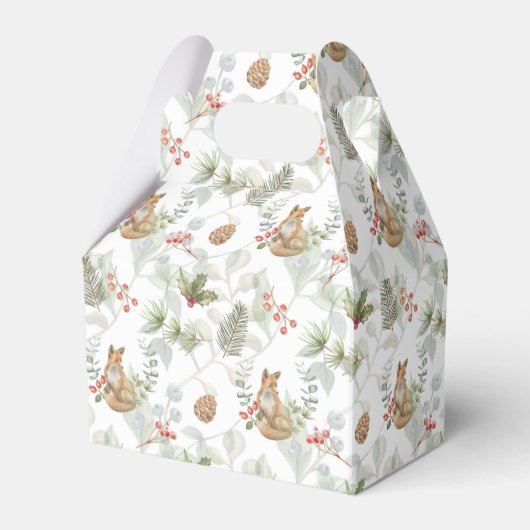 Ballotins Aquarelle Renard de Noël, Branches de pins, Baies (Verso)