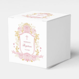 Ballotins Aquarelle Rose Crest Baptism Cube