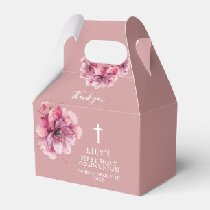 Ballotins Aquarelle rose Élégante Floral Sainte Communion