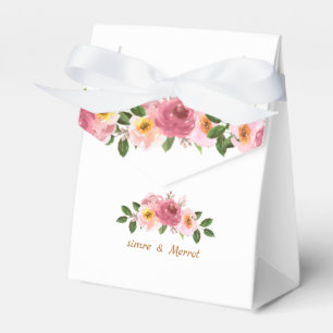 Ballotins Aquarelle rose et or bleu mariage gâteau