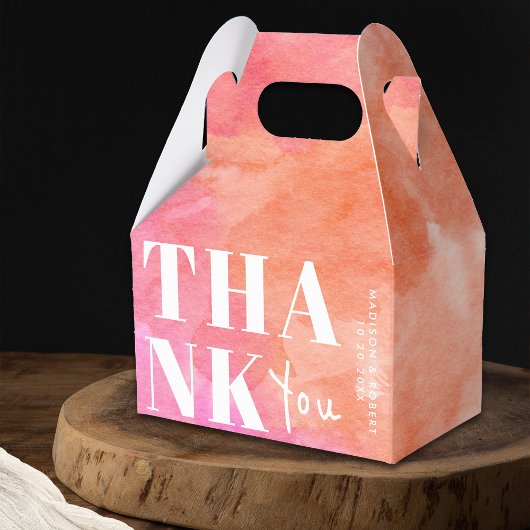 Ballotins Aquarelle rose et orange Merci Mariage