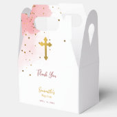 Ballotins Aquarelle rose Parties scintillant Gold Cross Bapt (Ouvert)
