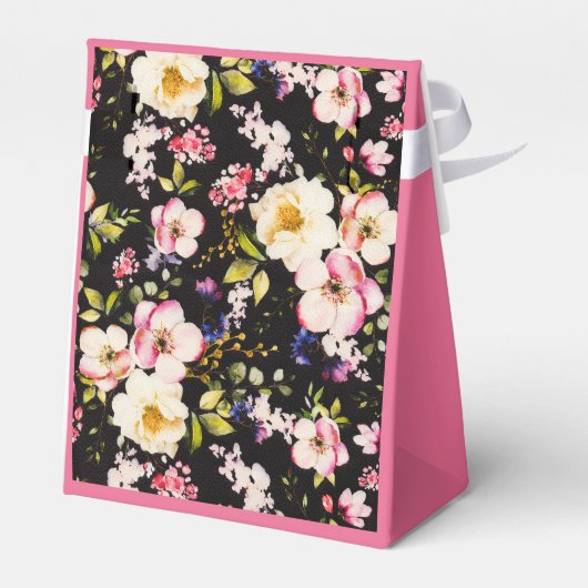 Ballotins Aquarelle Roses rose et jaune sur Noir, Anniversai (Arrière)