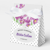 Ballotins Aquarelle violet Irises avec Polkadot noir blanc (Verso)