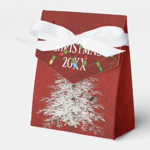 Ballotins arbre de Noël blanc sur rouge