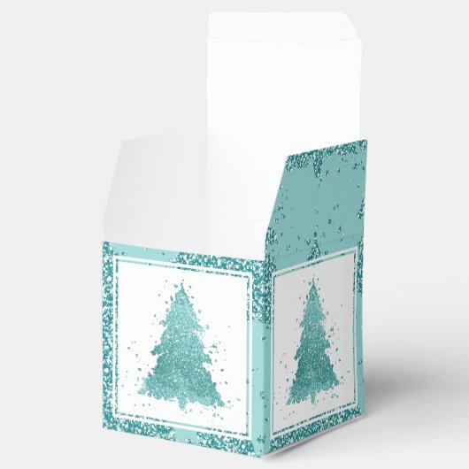 Ballotins Arbre de Noël élégant | Luxe Aqua Mint Splatter (Ouvert)