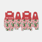 Ballotins Arbre de Noël moderne motif rouge vert rayé (Déplié)