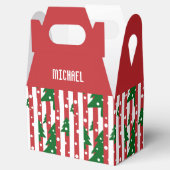 Ballotins Arbre de Noël moderne motif rouge vert rayé (Ouvert)