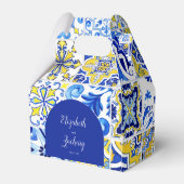 Ballotins Arc Rustique bleu Jaune carreaux blancs Mariage (Arrière)