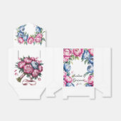 Ballotins Arche Mariage aquarelle avec fleurs rose et bleu (Déplié)