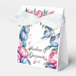 Ballotins Arche Mariage aquarelle avec fleurs rose et bleu