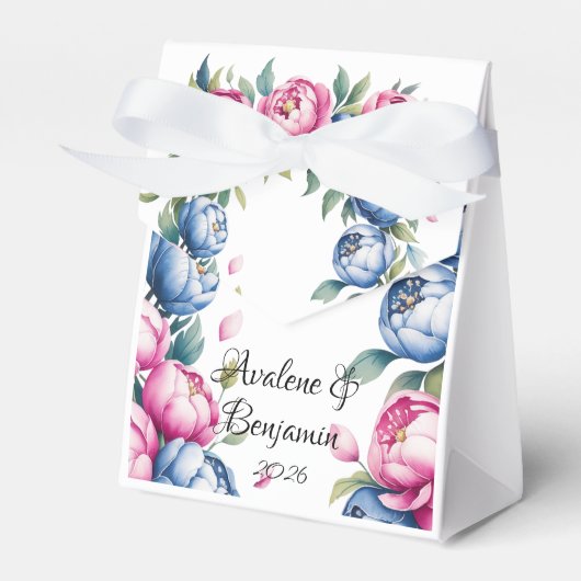 Ballotins Arche Mariage aquarelle avec fleurs rose et bleu (Verso)