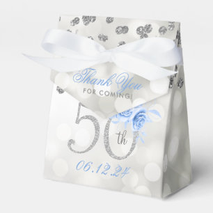 Ballotins Argent 50e anniversaire Merci bleu Floral