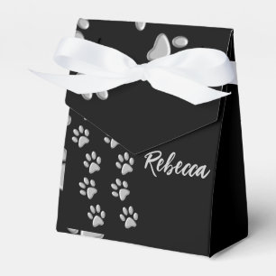 Ballotins Arrière - plan noir Silver Dog Paws Motif d'impres