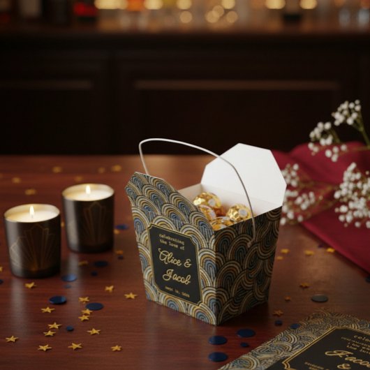 Ballotins Art Deco Embroidered-Style Wedding Favor Box