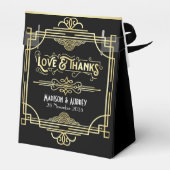 Ballotins Art Déco Mariage Amour & Merci Gold Black Faveur (Arrière)