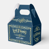 Ballotins Art Déco Mariage Love & Thanks Gold Blue Favor (Arrière)
