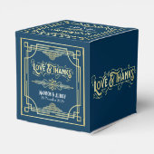 Ballotins Art Déco Mariage Love & Thanks Gold Blue Favor (Arrière)