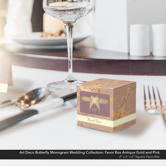Ballotins Art Déco Papillon Mariage d'antiquité Or et rose