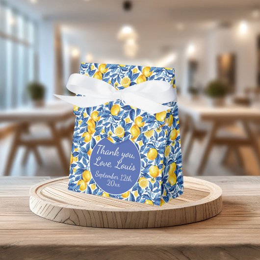 Ballotins Azulejo Lemons Baby shower Feuille bleu