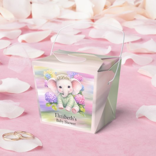 Ballotins Baby Elephant with Hydrangeas Baby Shower Favor (Mariage)