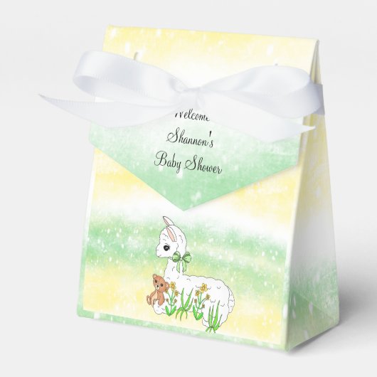 Ballotins Baby Llama Baby shower vert et jaune (Verso)