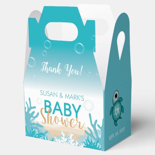 Ballotins Baby Sea Turtle Theme Baby shower Gable Box (Ouvert)