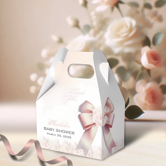 Ballotins Baby shower à fleurs de Bow rose