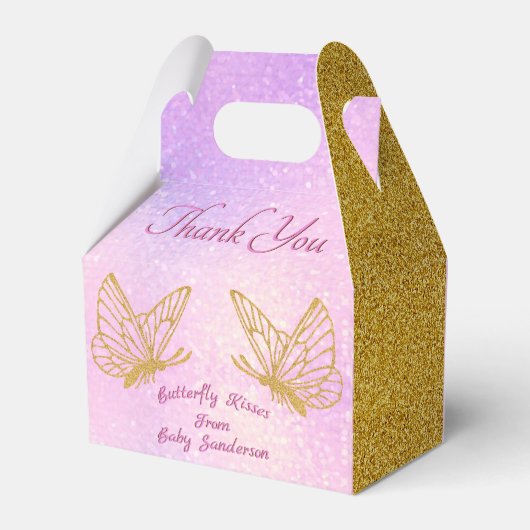 Ballotins Baby shower à papillon rose et or (Arrière)