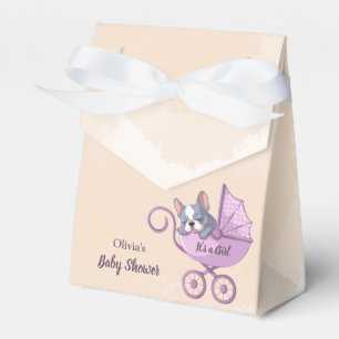 Ballotins Baby shower à poussette rose de Bulldog français m