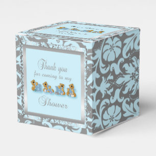 Ballotins Baby shower bleu et argenté du nounours de