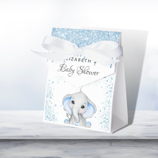 Ballotins Baby shower bleu garçon blanc mignon éléphant
