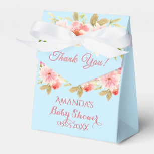 Ballotins Baby shower bleu rose floral merci