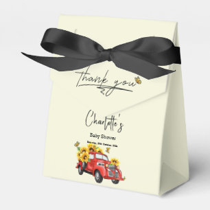 Ballotins Baby Shower Camion Rouge Vintage avec Tournesols