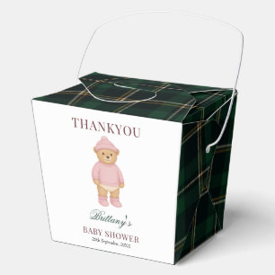 Ballotins Baby-Shower carreaux ourson rose préparatoire Desi
