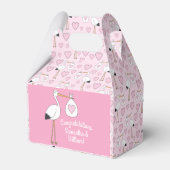 Ballotins Baby shower cigogne rose fille mignonne dessin (Arrière)