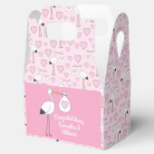 Ballotins Baby shower cigogne rose fille mignonne dessin (Ouvert)