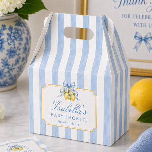 Ballotins Baby Shower Citron Amalfi Rayures Bleues et Blanch