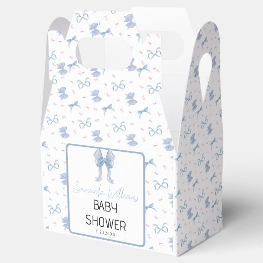 Ballotins Baby shower d'aquarelle Blue Bow Bow Bow (Ouvert)