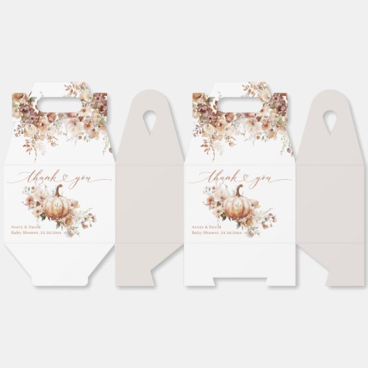 Ballotins Baby shower d'automne citrouille et fleur Boho (Déplié)